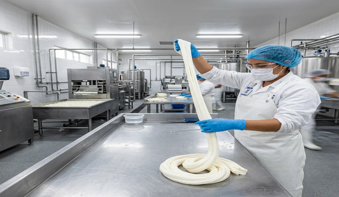 Operario con protocolos bioseguridad en area de producción